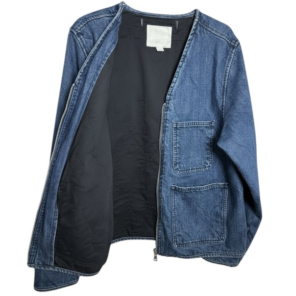 SOLD Zara Boxy Denim Zip Up Jacket Size Medium Blue Equestrian Classic Prep - Picture 8 of 9